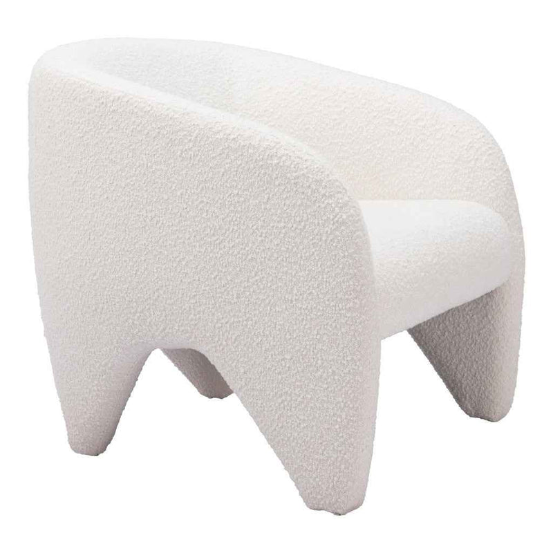 30" White Faux Shearling And Upholstered Arm Chair