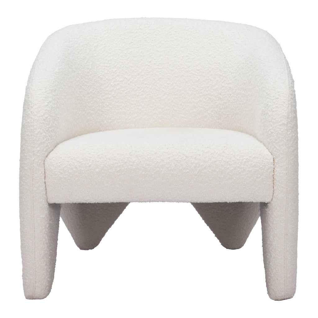 30" White Faux Shearling And Upholstered Arm Chair