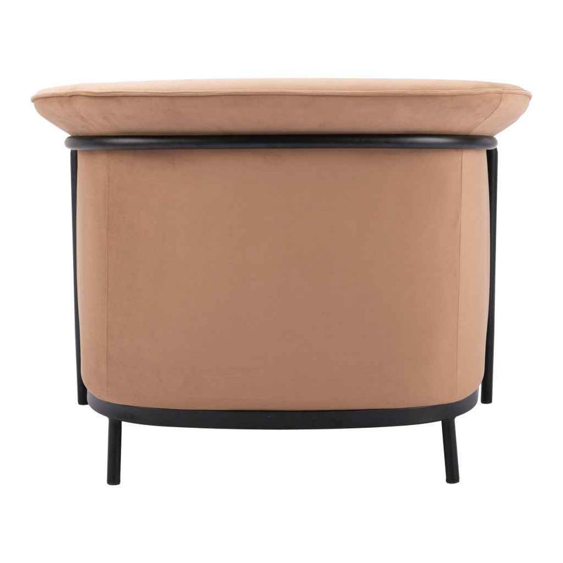 35" Tan And Black Upholstered Arm Chair