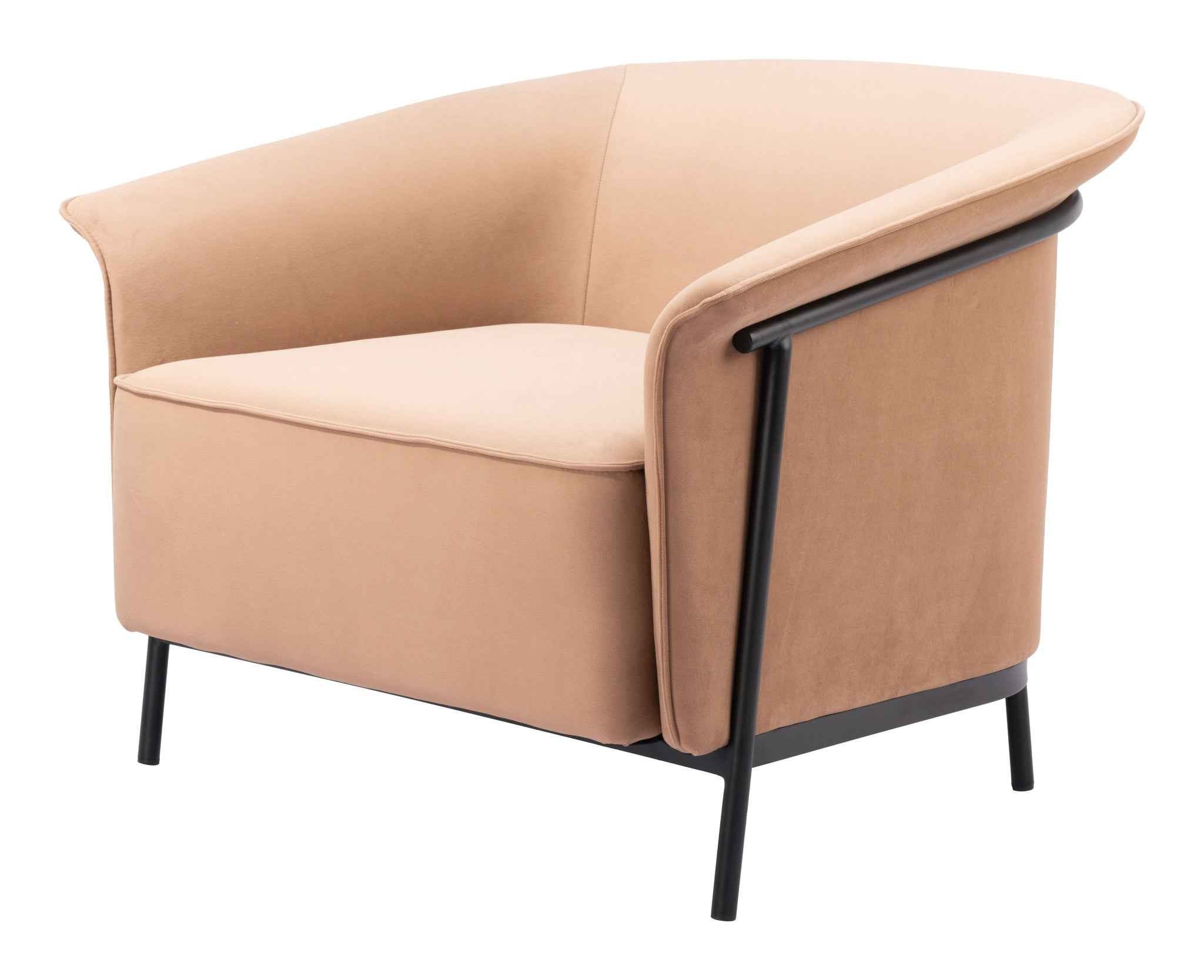 35" Tan And Black Upholstered Arm Chair