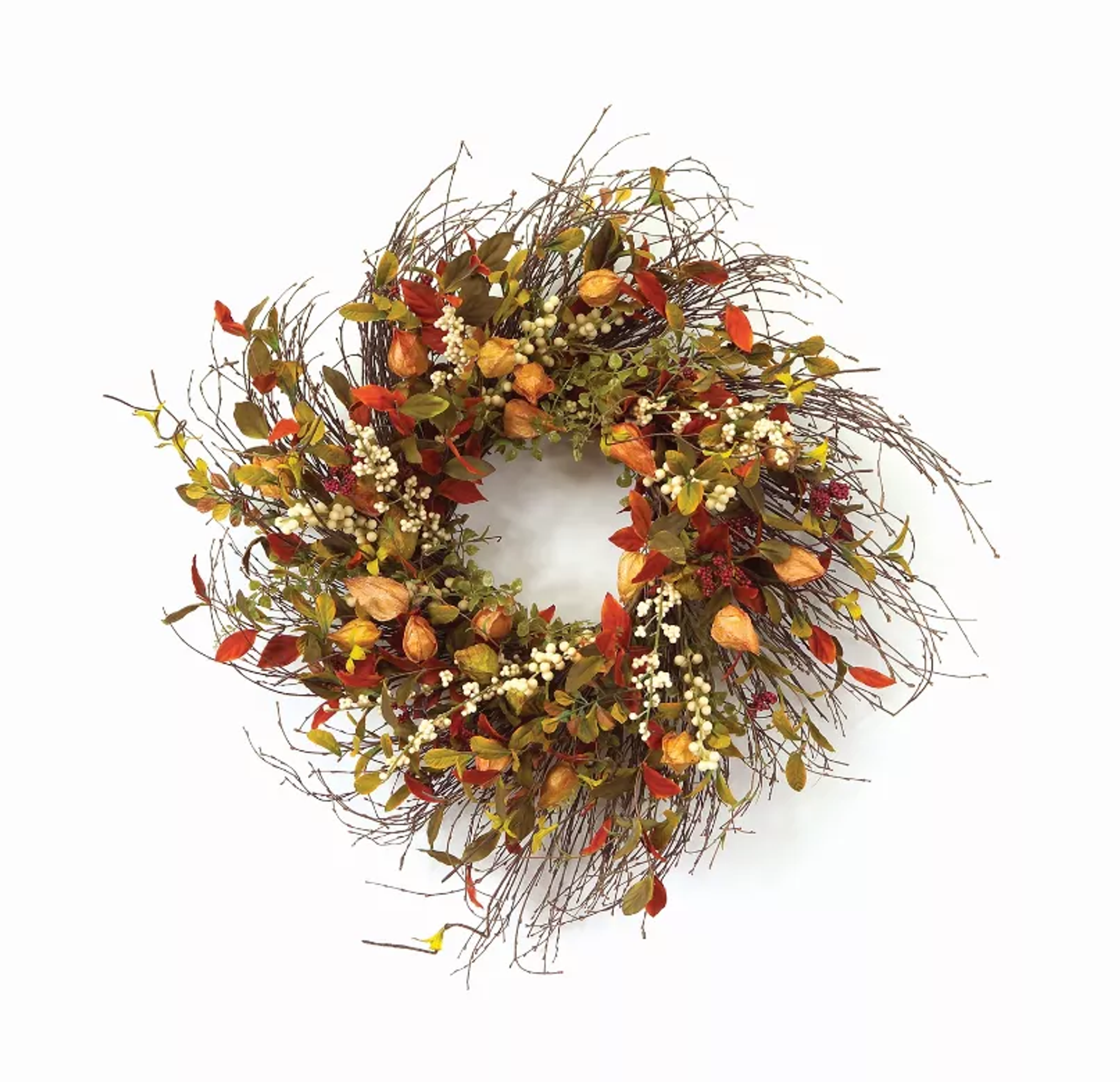 Cape Gooseberry Wreath 20"D Twig/Fabric - 1 - Home Decor