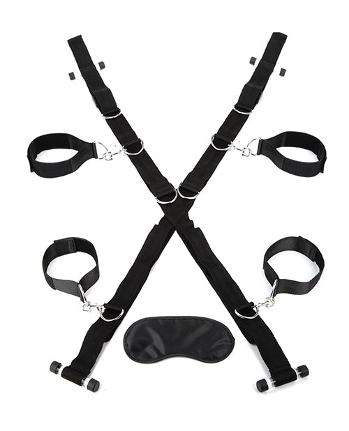 Lux Fetish Over The Door Cross W/4 Universal Soft Restraint Cuffs - GreatEagleInc