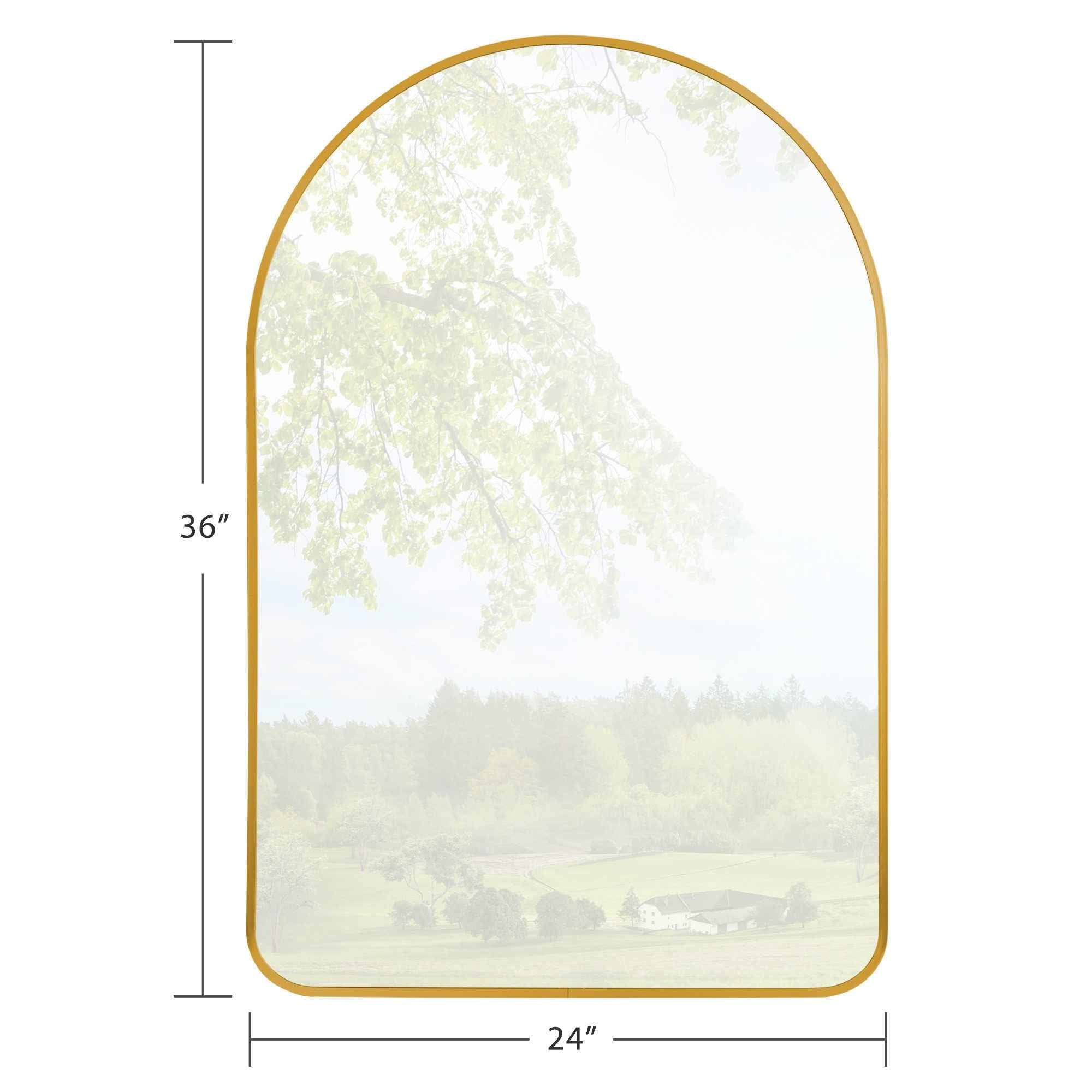 39" Gold Arch Metal Framed Bathroom Vanity Mirror