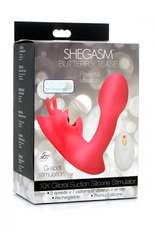Shegasm Butterfly Tease 10x Clit Suction Stim W/ Remote - GreatEagleInc