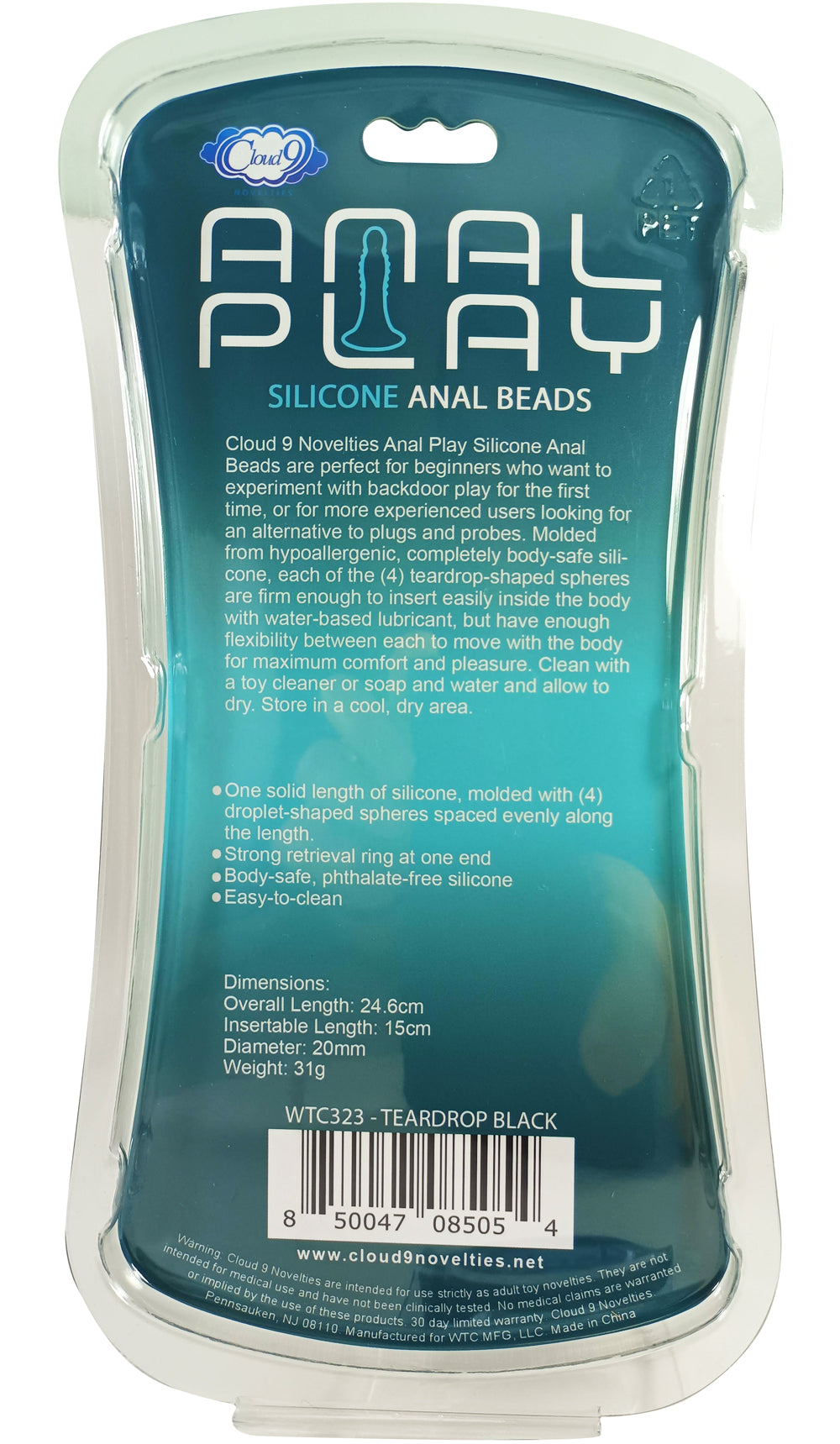 Silicone Anal Teardrop Small Black - GreatEagleInc