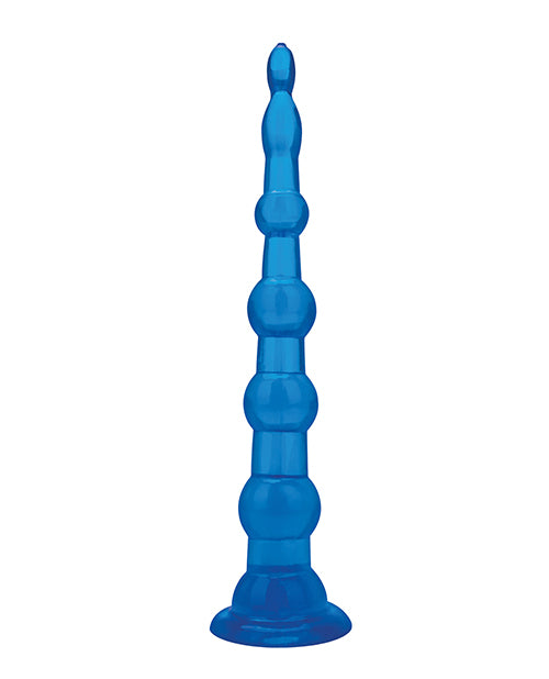 Blue Line C & B 8.5" Anal Beads W/suction Base - Jelly Blue - GreatEagleInc