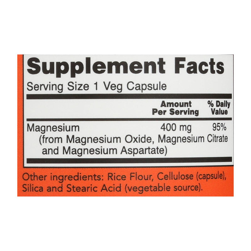 Now Foods - Magnesium 400mg - 1 Each 1-180 Cap - GreatEagleInc