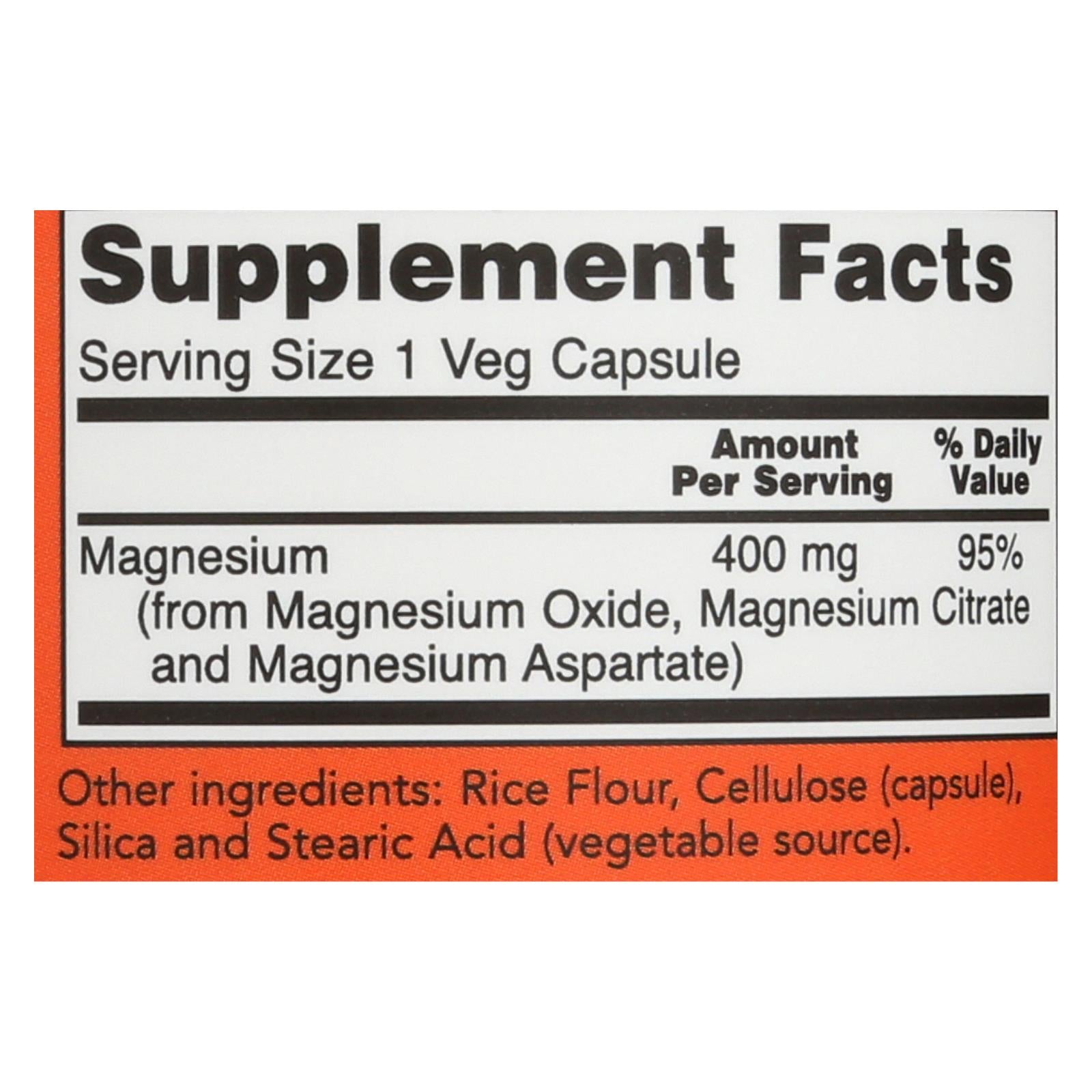 Now Foods - Magnesium 400mg - 1 Each 1-180 Cap - GreatEagleInc