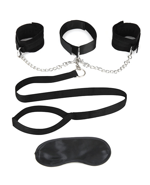 Lux Fetish Collar Cuffs & Leash Set - Removable - GreatEagleInc