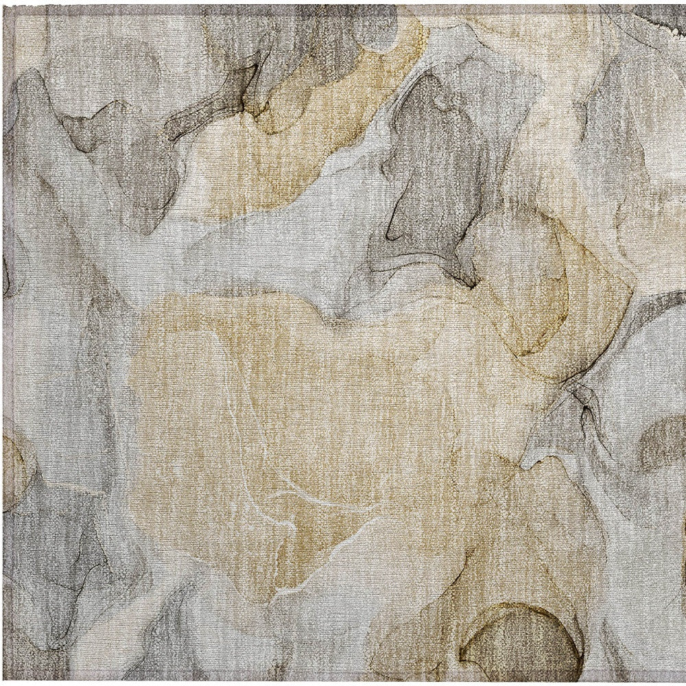 2' X 3' Brown Abstract Washable Non Skid Indoor Outdoor Area Rug - Sports & Outdoor