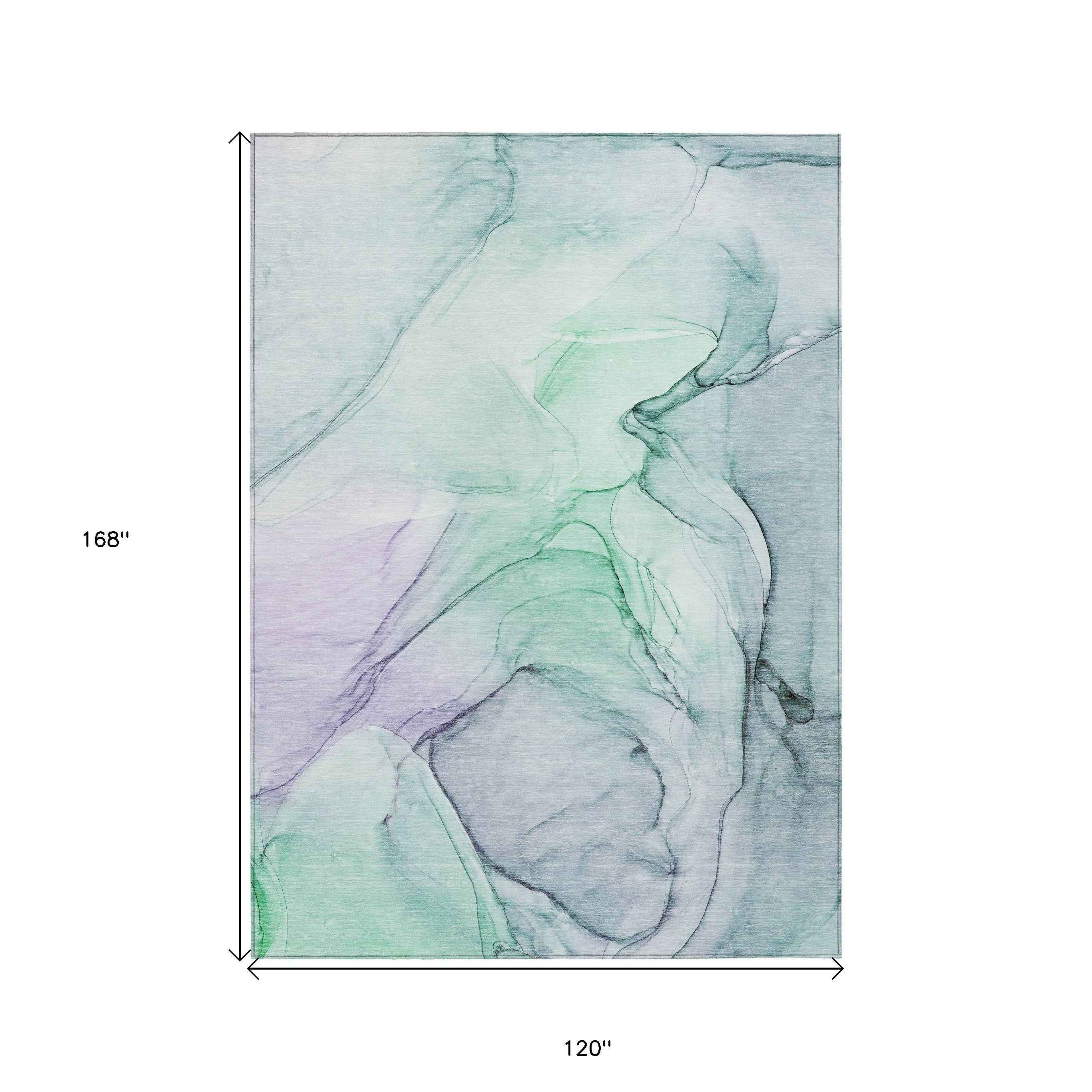 10' X 14' Blue and Gray Abstract Washable Non Skid Indoor Outdoor Area Rug