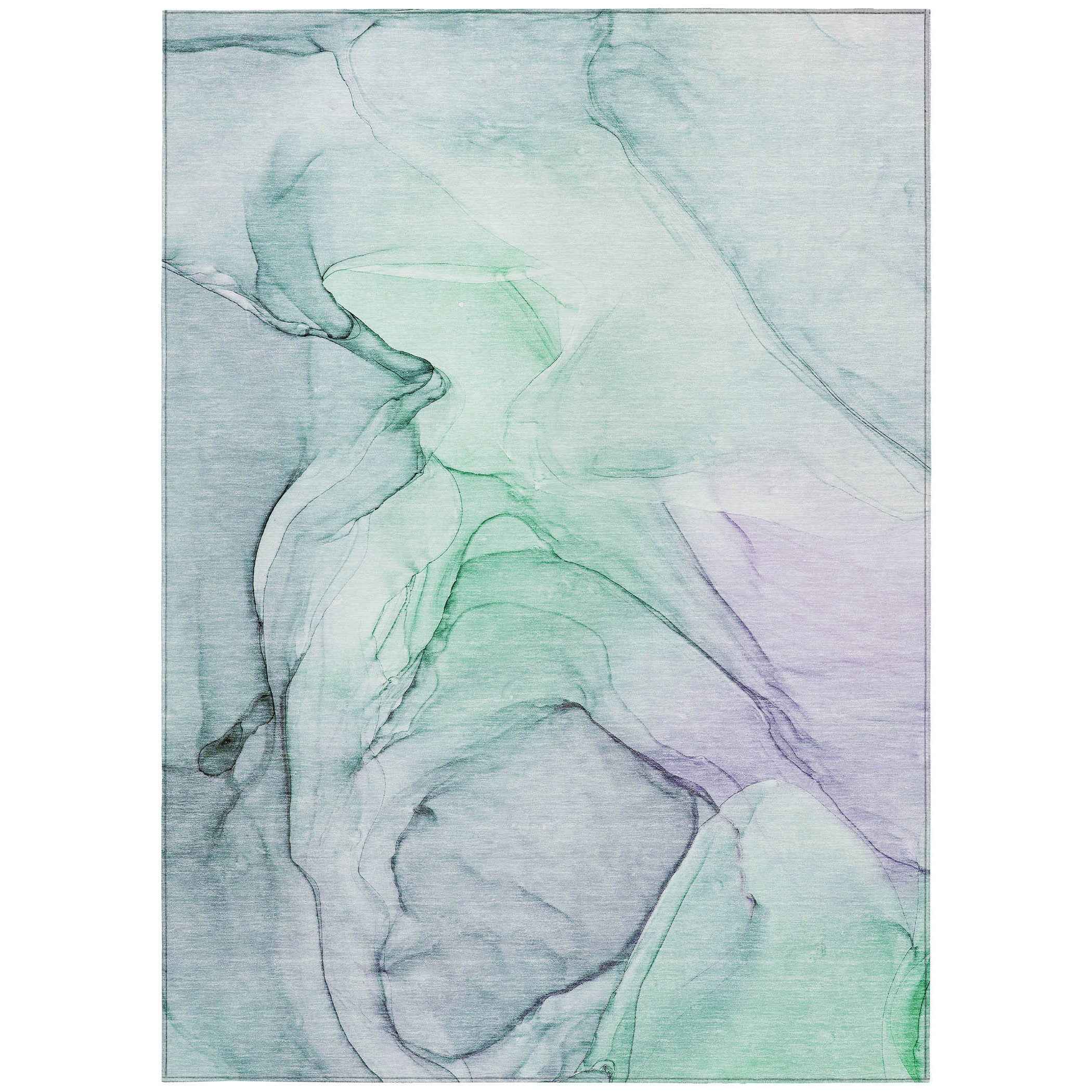 10' X 14' Blue and Gray Abstract Washable Non Skid Indoor Outdoor Area Rug