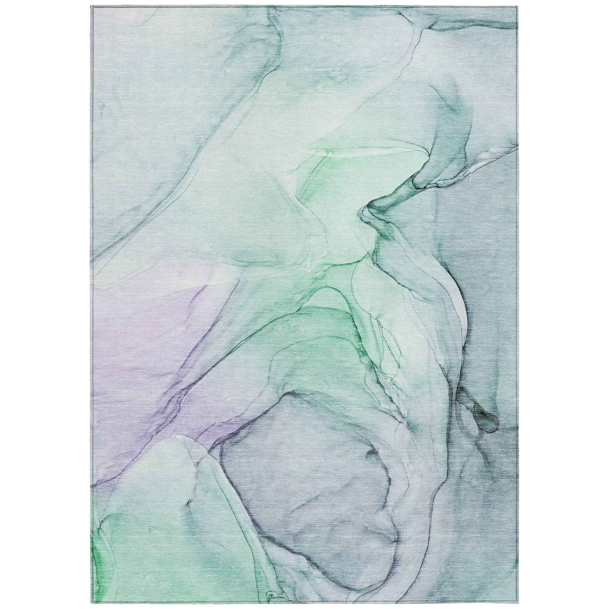 10' X 14' Blue and Gray Abstract Washable Non Skid Indoor Outdoor Area Rug