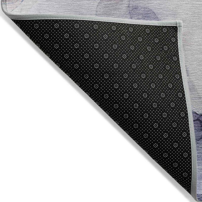 8' Runner Blue Abstract Washable Non Skid Indoor Outdoor Runner Rug