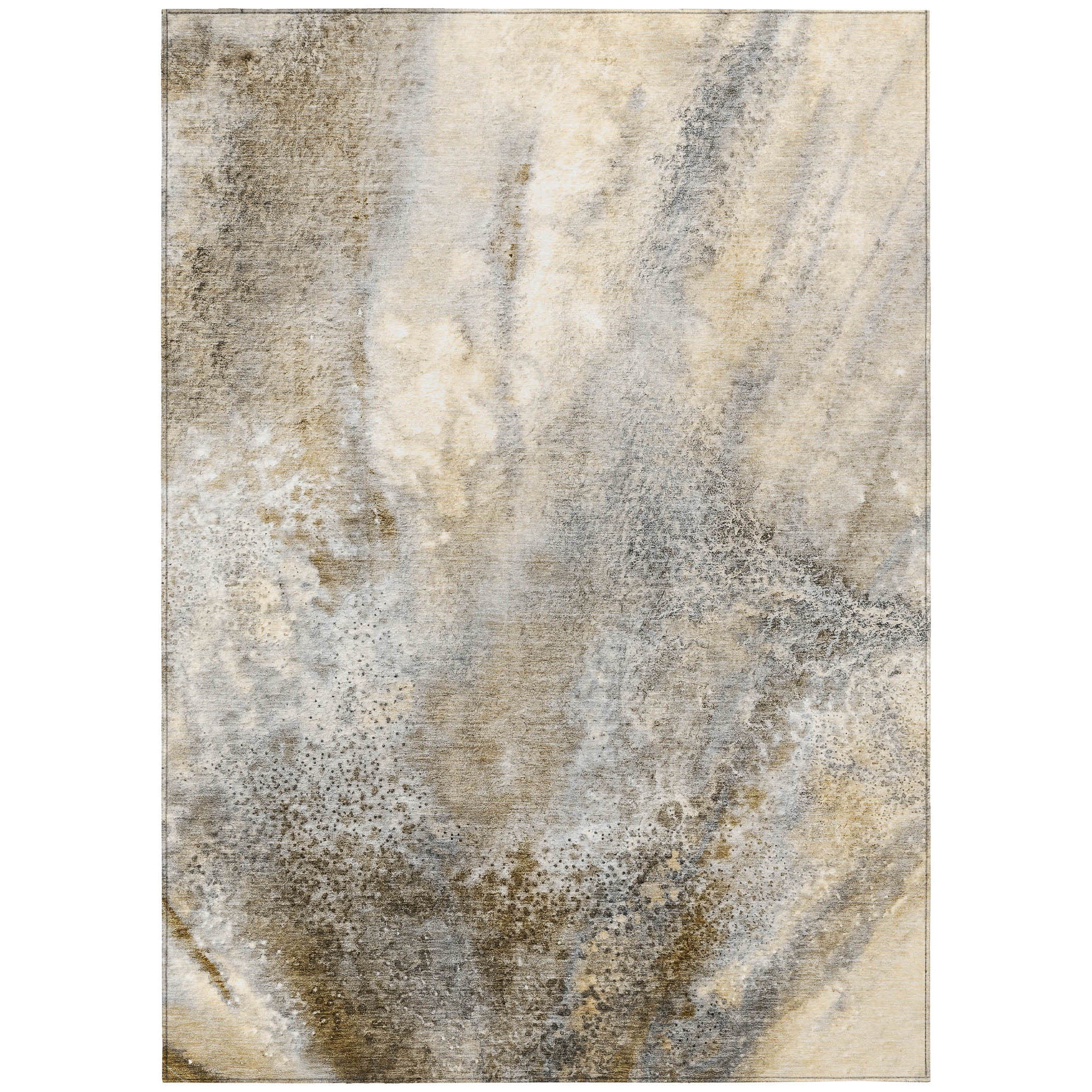 8' X 10' Beige Abstract Washable Non Skid Indoor Outdoor Area Rug - Outdoor