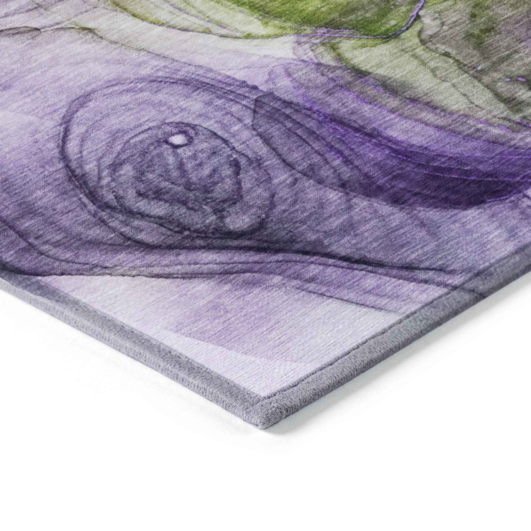 10' X 14' Purple Abstract Washable Non Skid Indoor Outdoor Area Rug