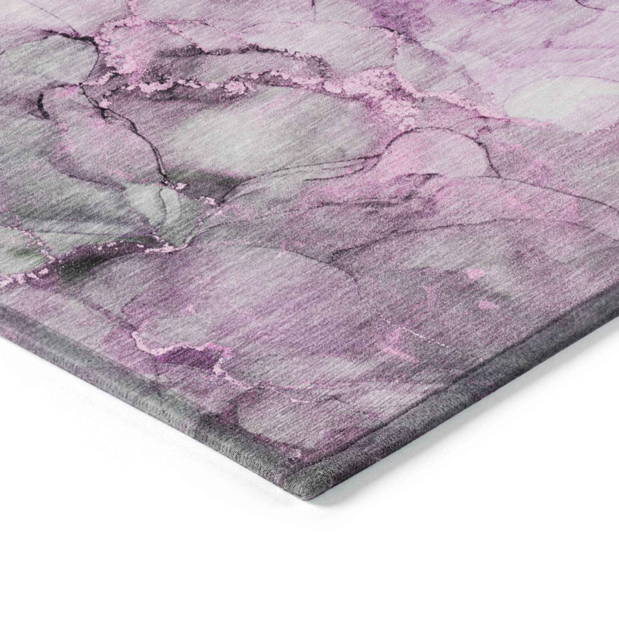 10' X 14' Gray and Purple Abstract Washable Non Skid Indoor Outdoor Area Rug