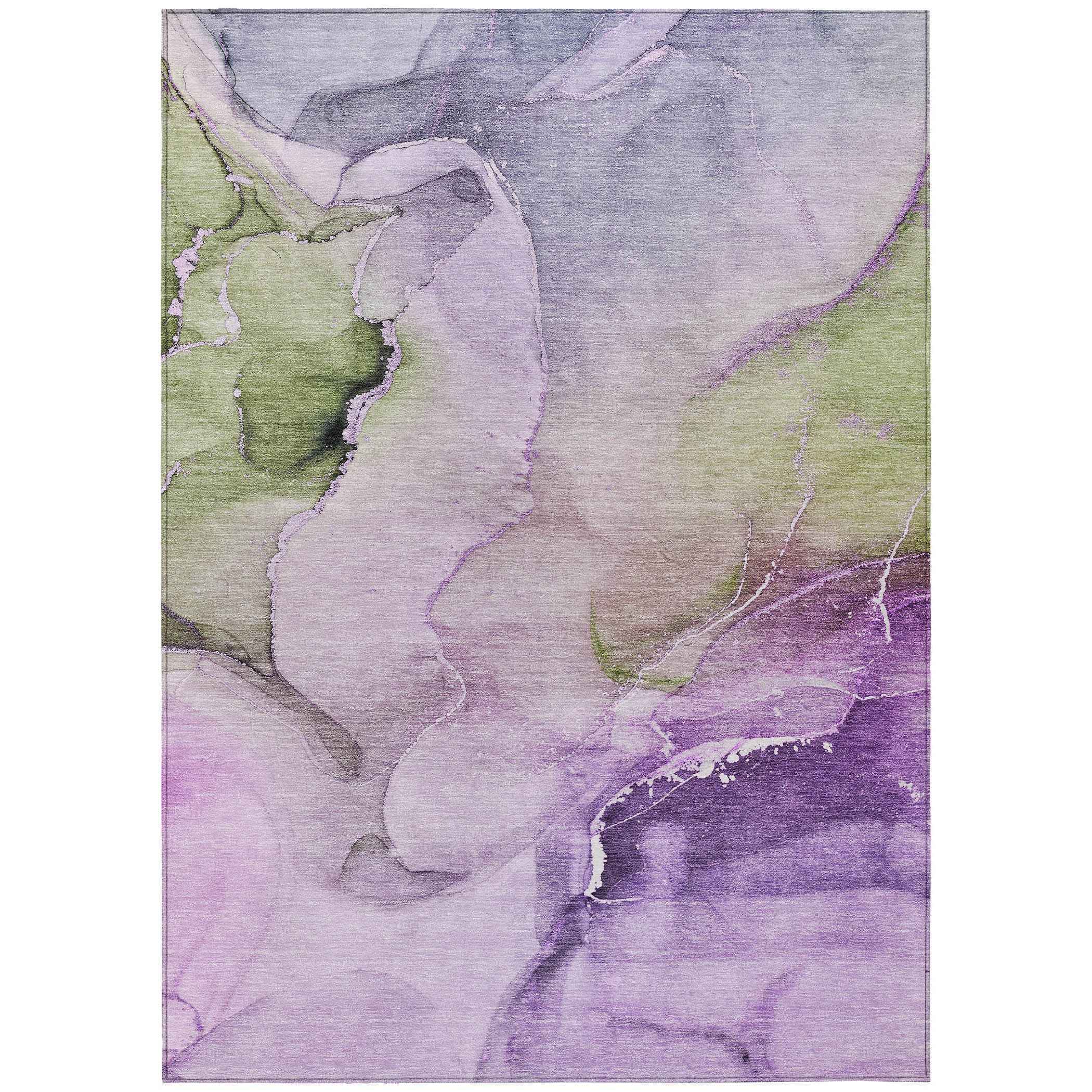 8' X 10' Purple Abstract Washable Non Skid Indoor Outdoor Area Rug