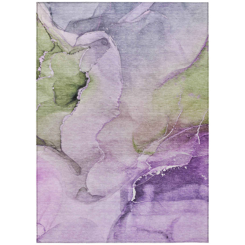 8' X 10' Purple Abstract Washable Non Skid Indoor Outdoor Area Rug