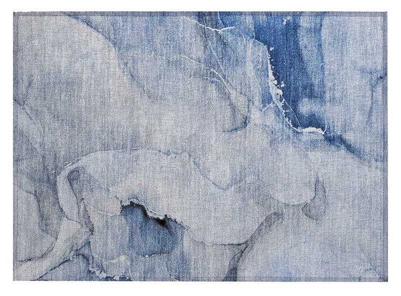 2' X 3' Blue Abstract Washable Indoor Outdoor Area Rug