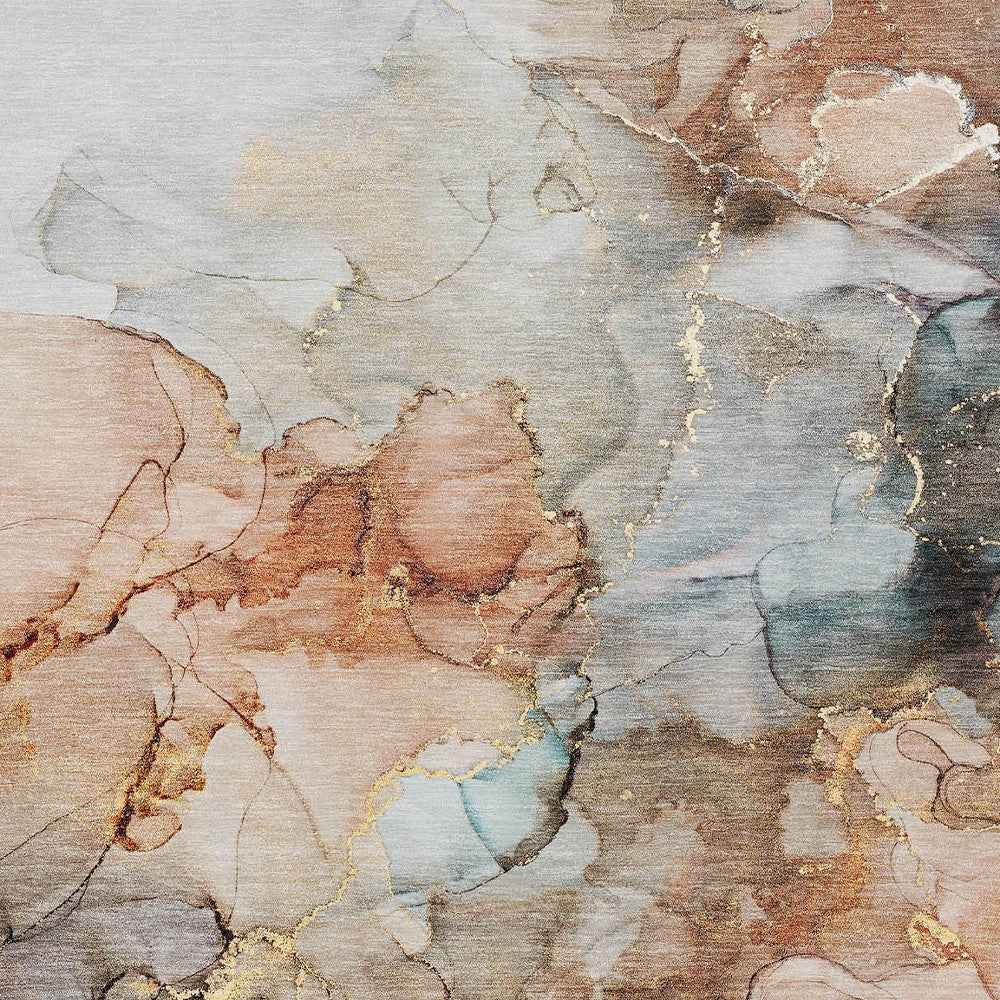 3' X 5' Beige Abstract Washable Non Skid Indoor Outdoor Area Rug