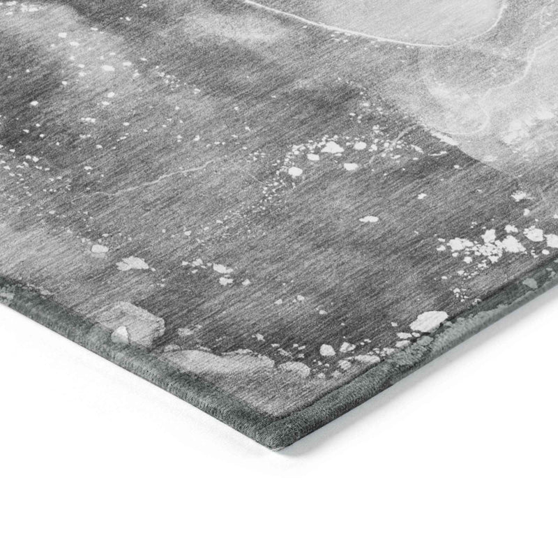 9' X 12' Gray Abstract Washable Non Skid Indoor Outdoor Area Rug