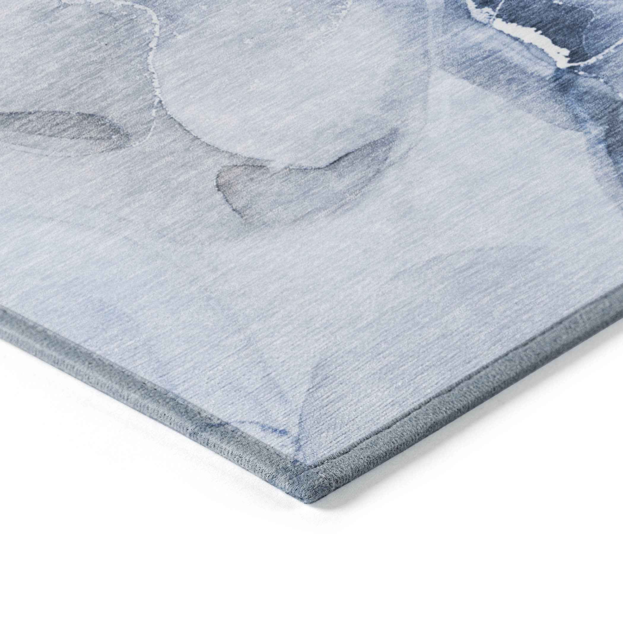 10' X 14' Blue and Gray Abstract Washable Non Skid Indoor Outdoor Area Rug