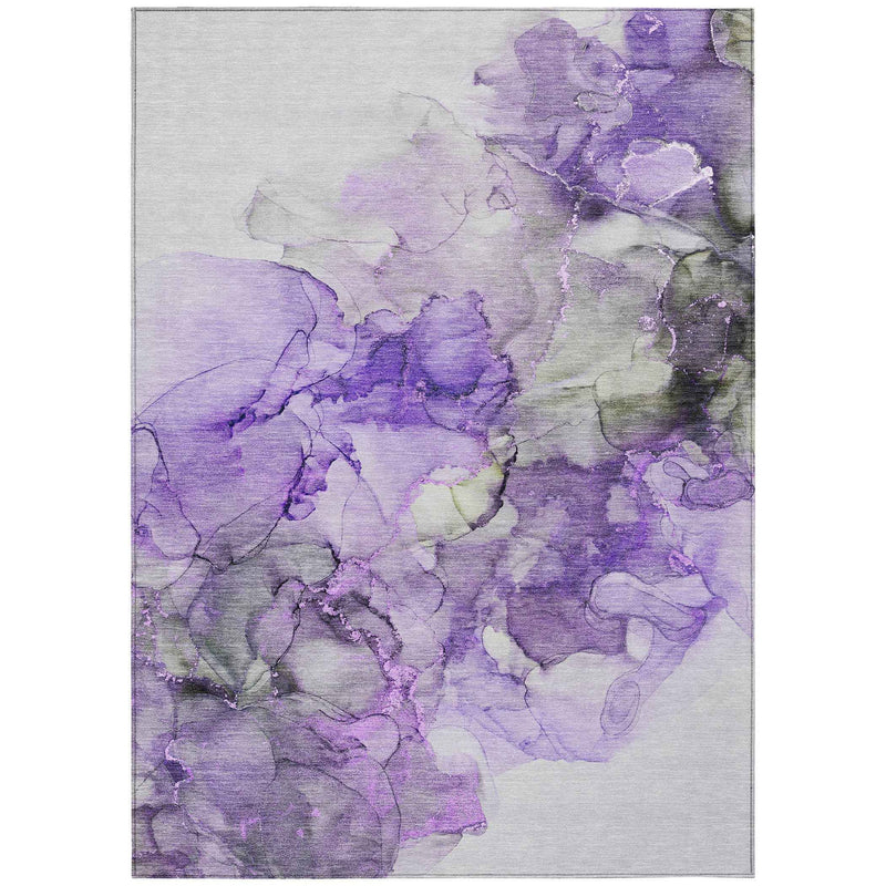 8' X 10' Purple Abstract Washable Non Skid Indoor Outdoor Area Rug