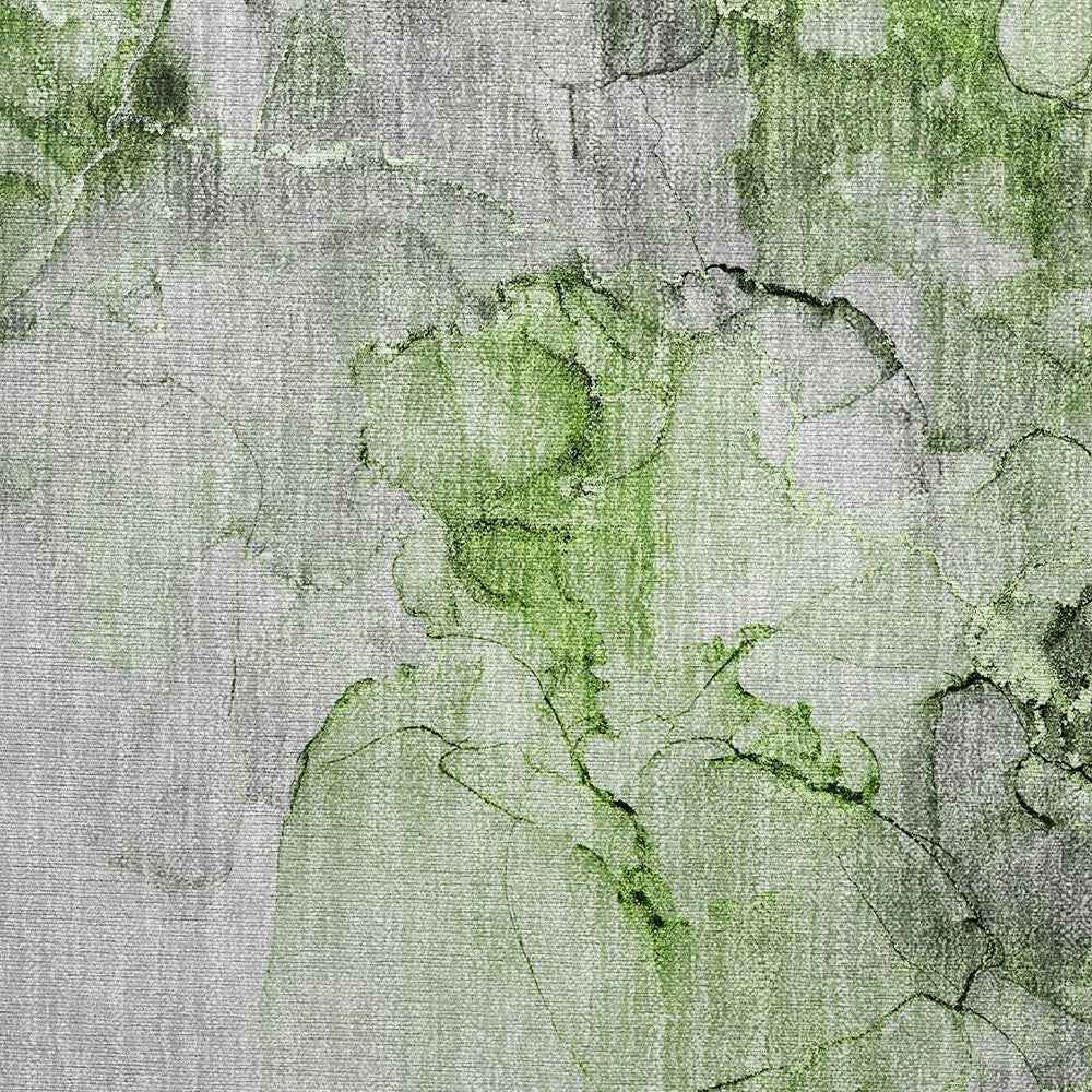 2' X 3' Green Abstract Washable Non Skid Indoor Outdoor Area Rug