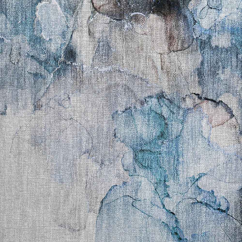 2' X 3' Blue and Gray Abstract Washable Non Skid Indoor Outdoor Area Rug