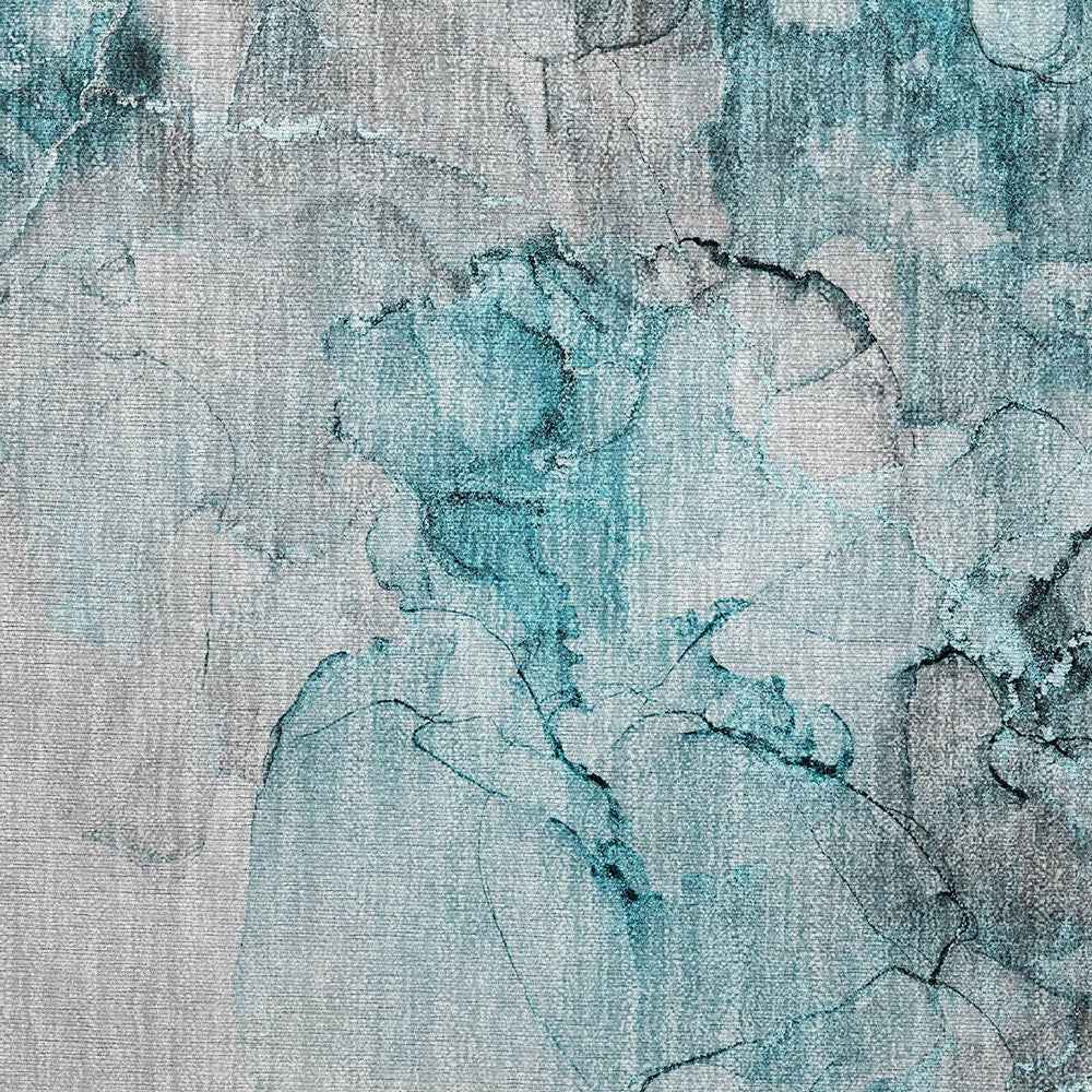 2' X 3' Teal Abstract Washable Non Skid Indoor Outdoor Area Rug