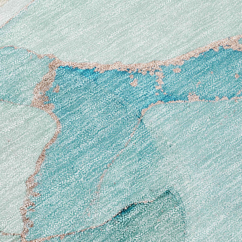 9' X 12' Teal Abstract Washable Non Skid Indoor Outdoor Area Rug