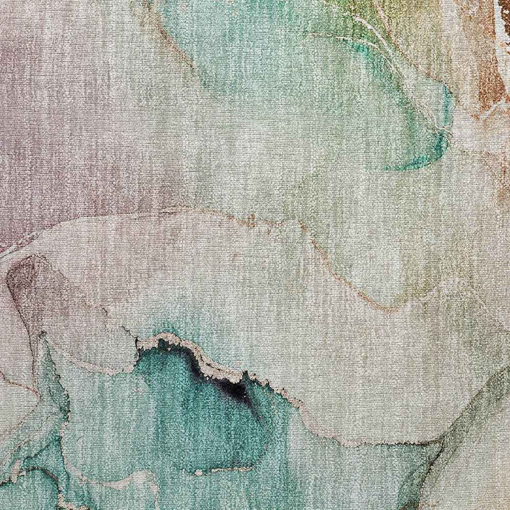 2' X 3' Teal Abstract Washable Non Skid Indoor Outdoor Area Rug