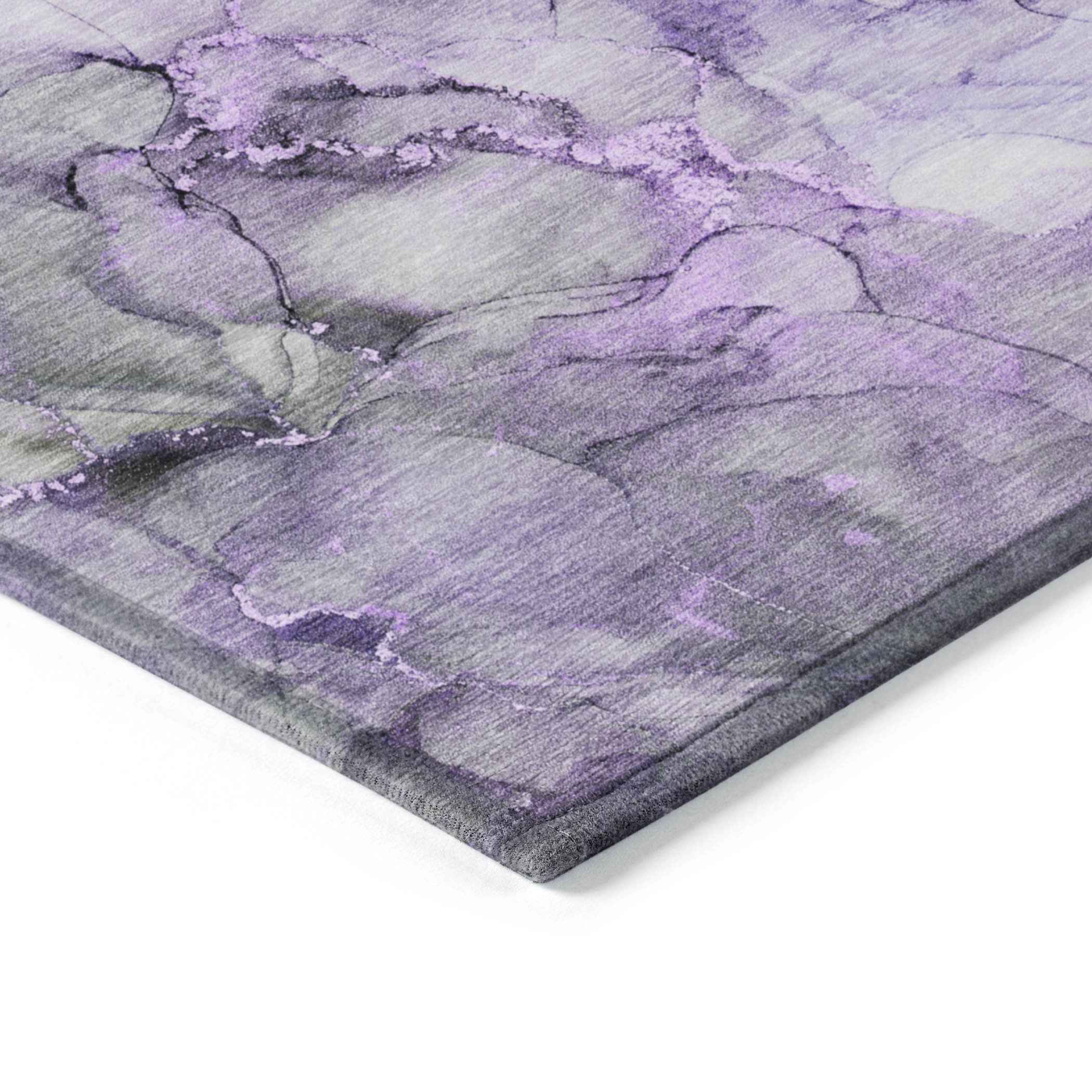 8' Runner Purple Abstract Washable Non Skid Indoor Outdoor Runner Rug