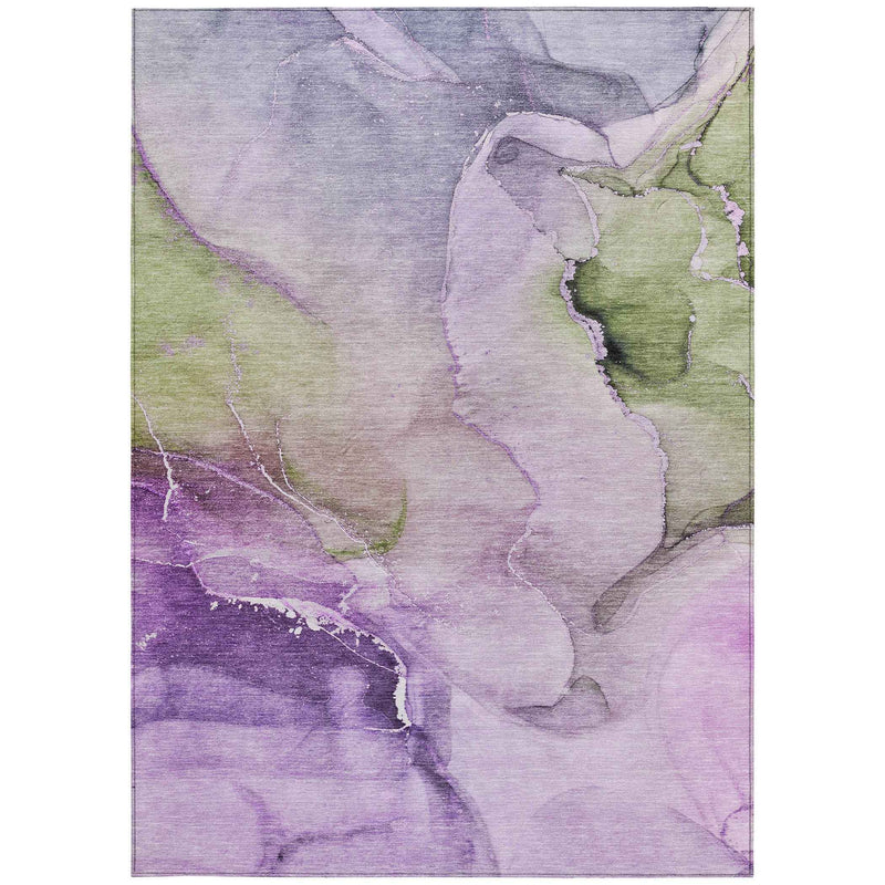 9' X 12' Purple Abstract Washable Non Skid Indoor Outdoor Area Rug