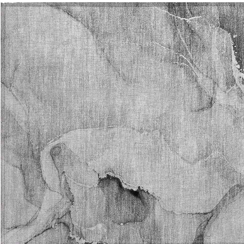 2' X 3' Gray and Ivory Abstract Washable Non Skid Indoor Outdoor Area Rug