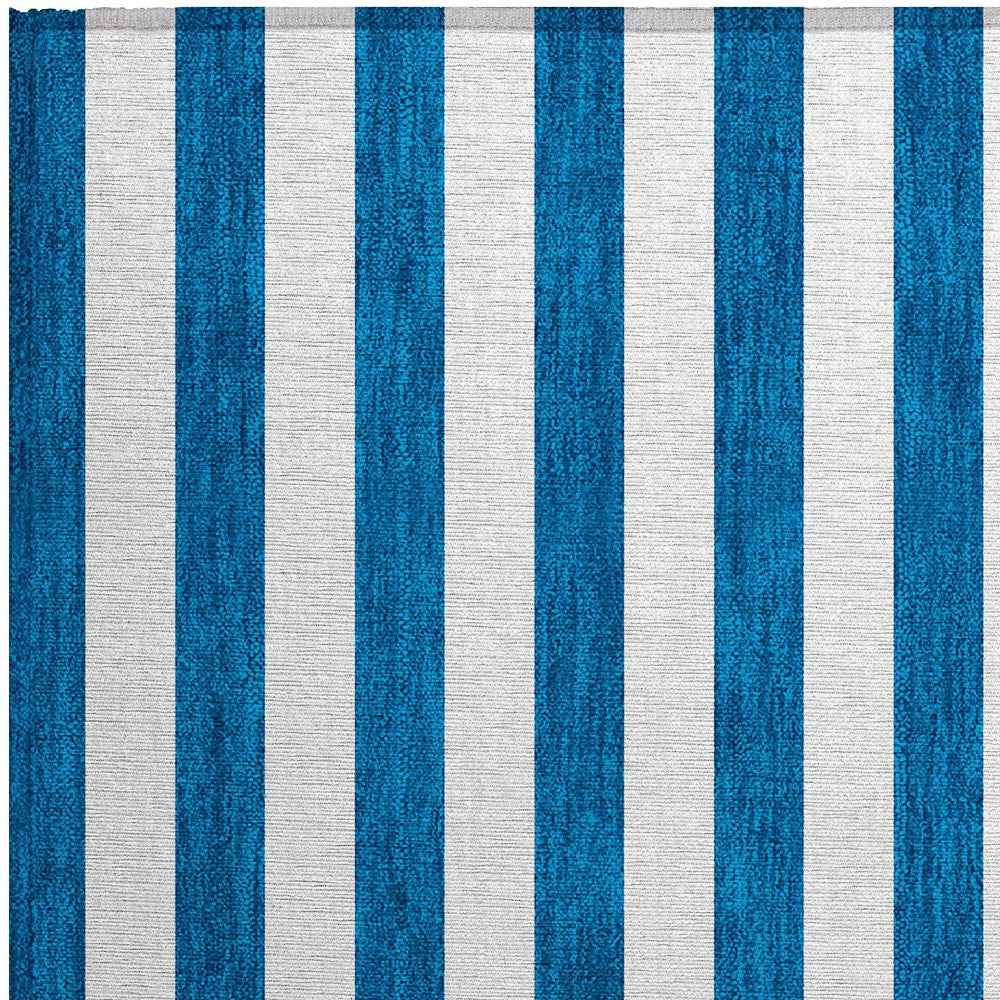2' X 3' Navy Blue Striped Washable Non Skid Indoor Outdoor Area Rug