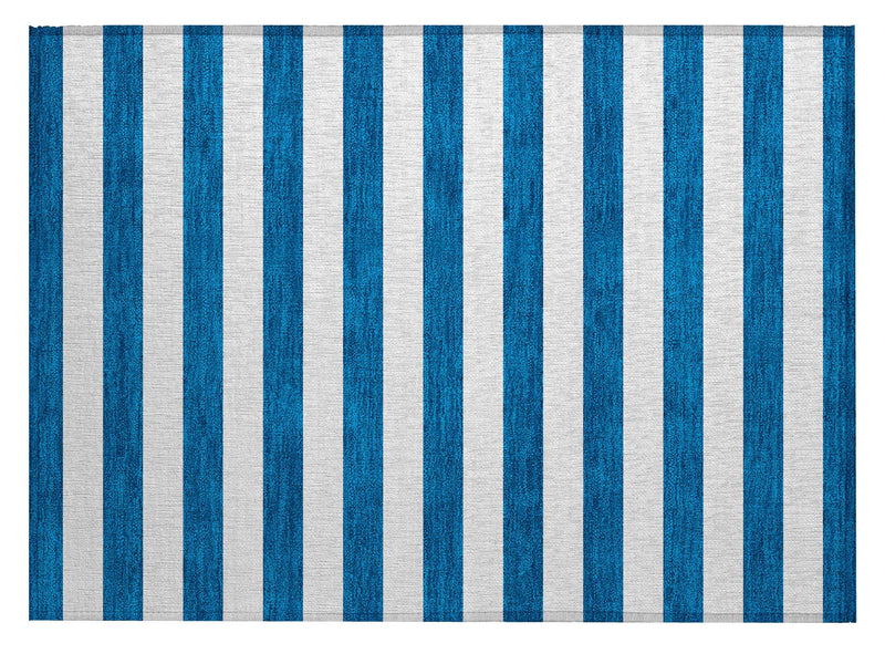 2' X 3' Navy Blue Striped Washable Non Skid Indoor Outdoor Area Rug