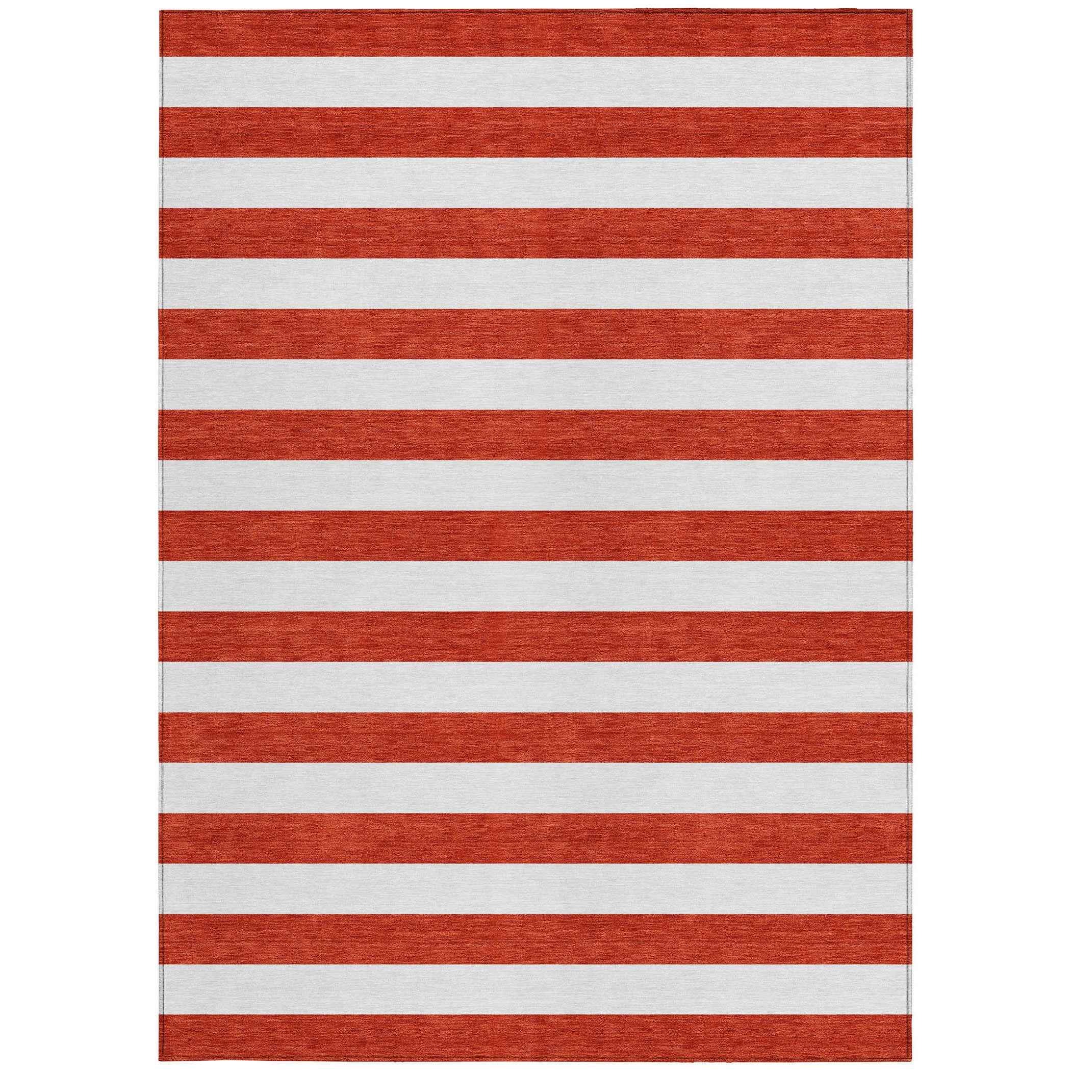 3' X 5' Red and White Striped Washable Non Skid Indoor Outdoor Area Rug