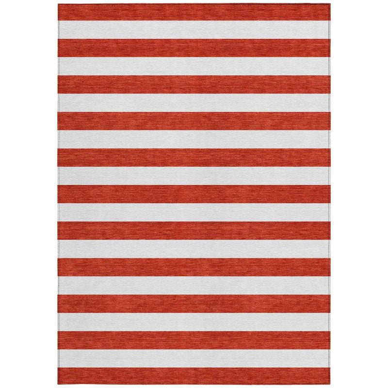 3' X 5' Red and White Striped Washable Non Skid Indoor Outdoor Area Rug