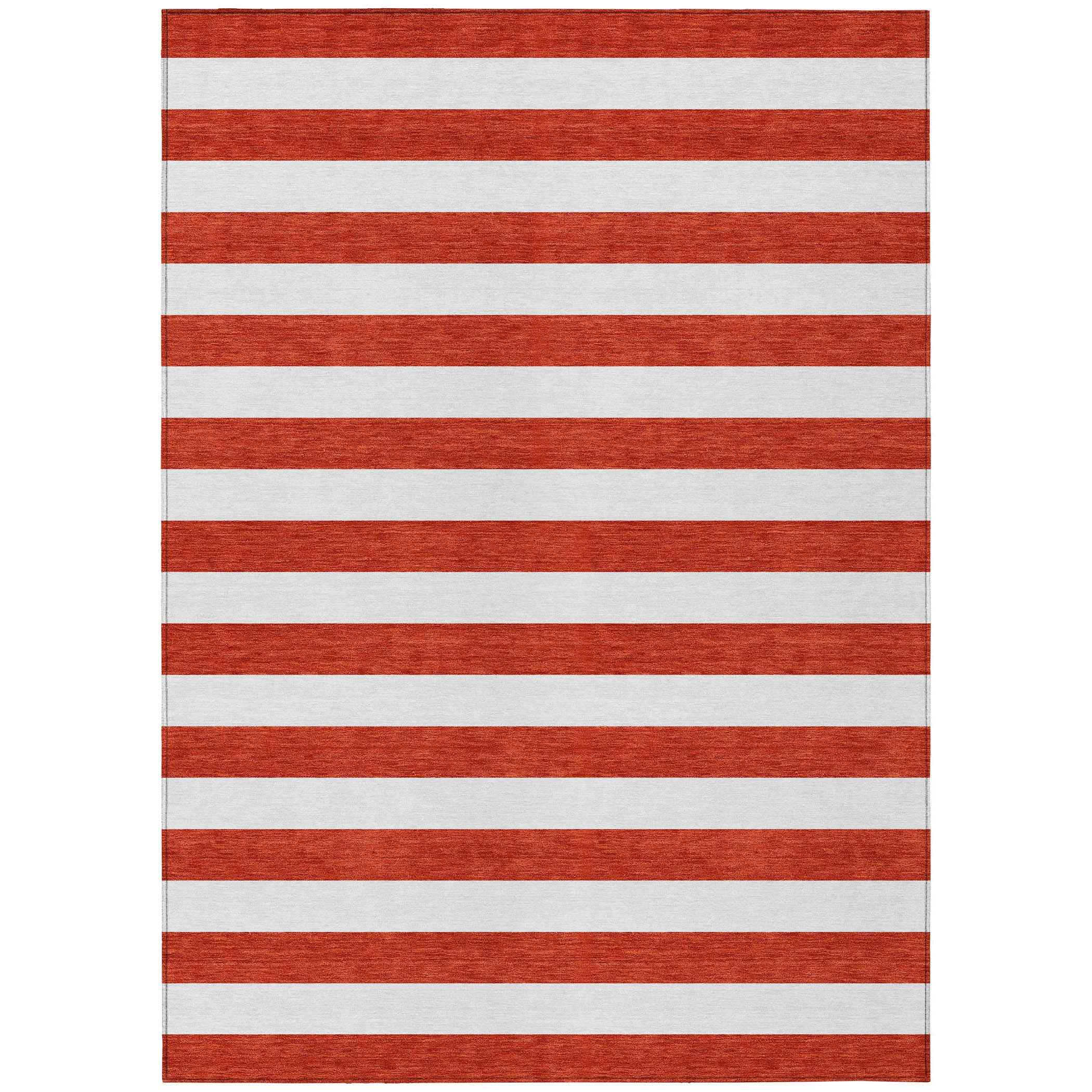 3' X 5' Red and White Striped Washable Non Skid Indoor Outdoor Area Rug