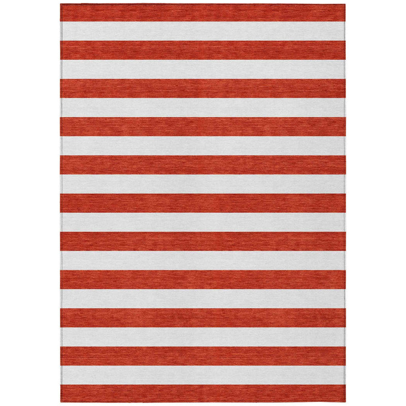 3' X 5' Red and White Striped Washable Non Skid Indoor Outdoor Area Rug