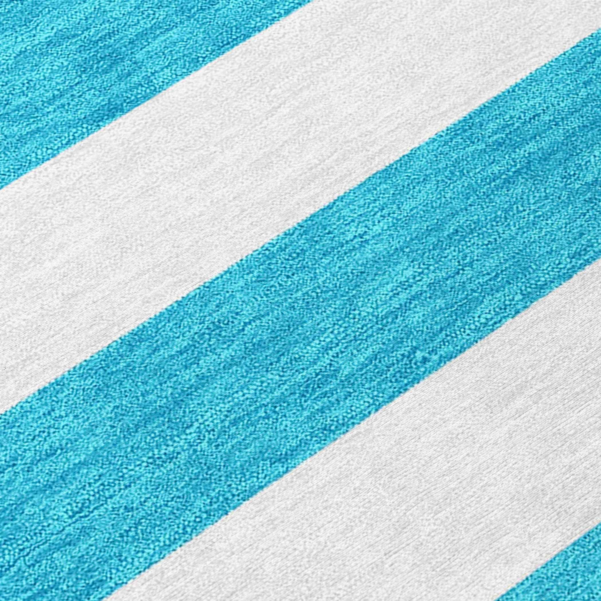 2' X 3' Teal Striped Washable Non Skid Indoor Outdoor Area Rug