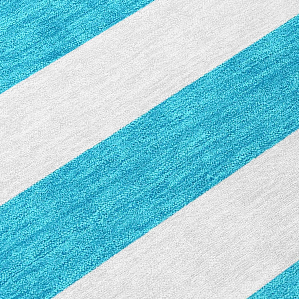 2' X 3' Teal Striped Washable Non Skid Indoor Outdoor Area Rug