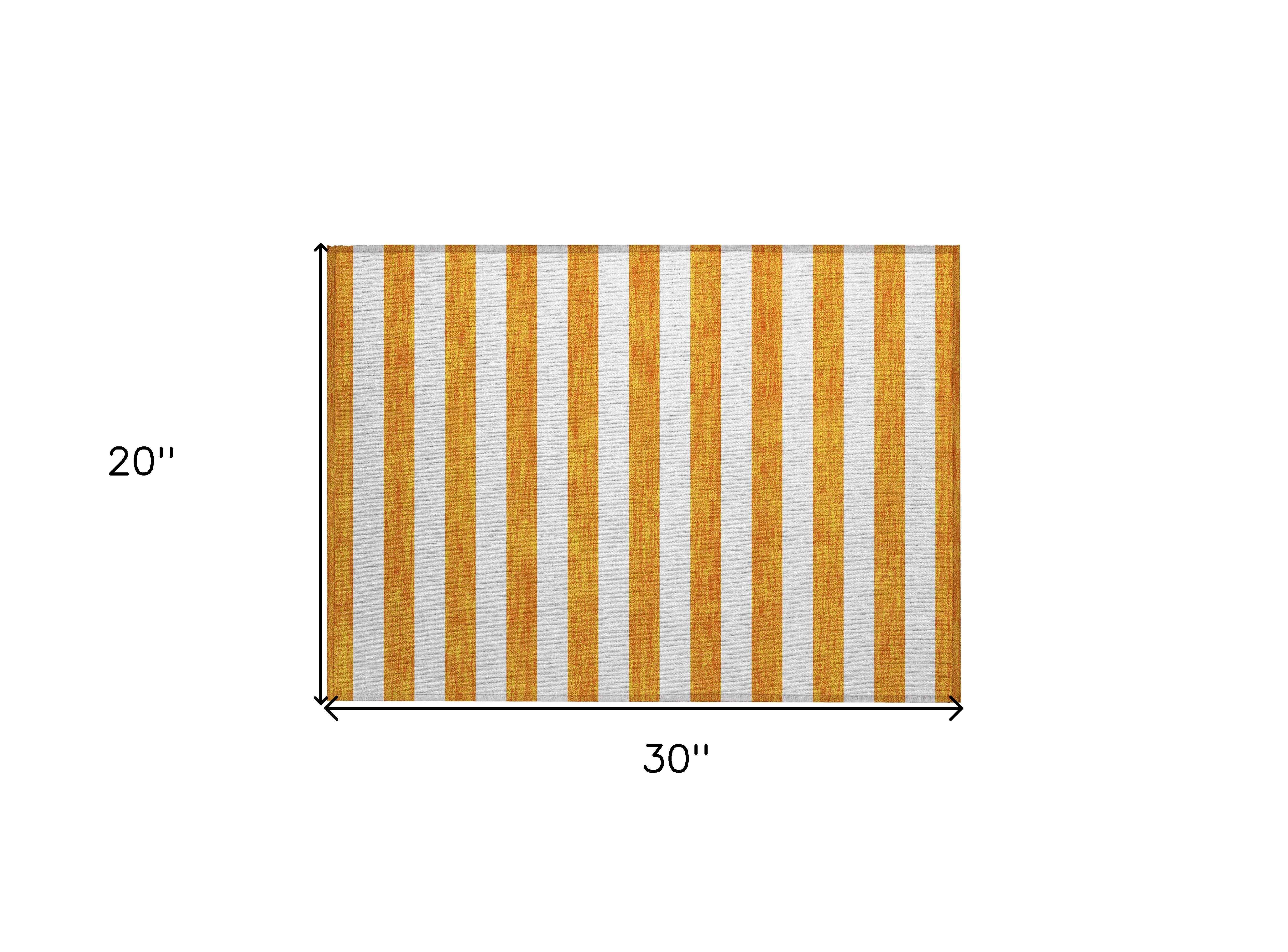 2' X 3' Orange and White Striped Washable Non Skid Indoor Outdoor Area Rug