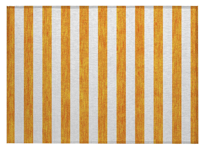 2' X 3' Orange and White Striped Washable Non Skid Indoor Outdoor Area Rug