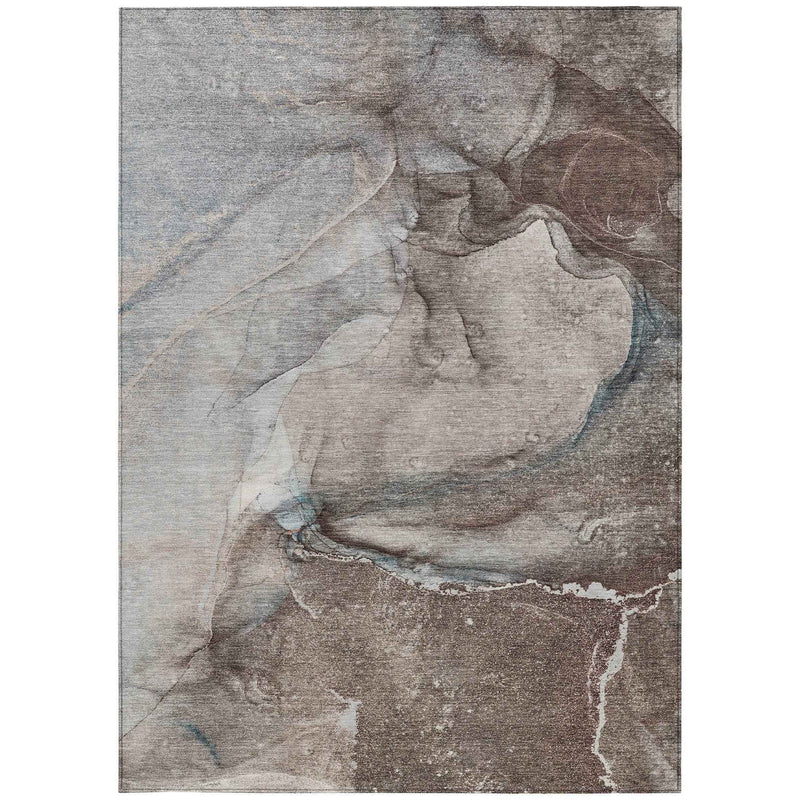 10' X 14' Taupe Abstract Washable Non Skid Indoor Outdoor Area Rug