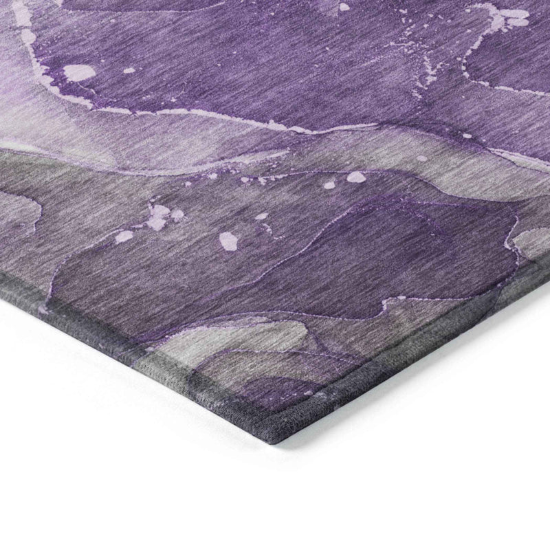 3' X 5' Purple Abstract Washable Non Skid Indoor Outdoor Area Rug