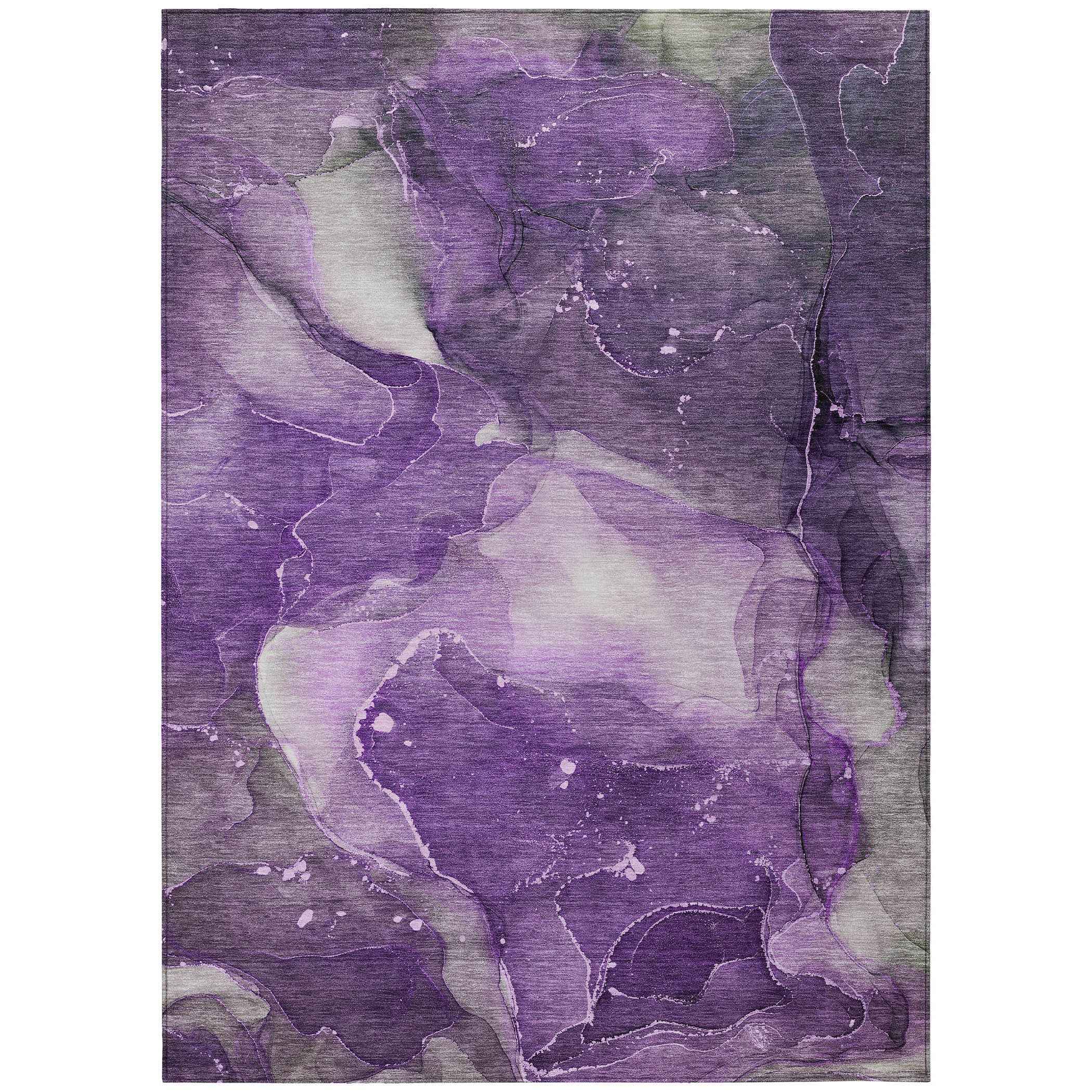 3' X 5' Purple Abstract Washable Non Skid Indoor Outdoor Area Rug