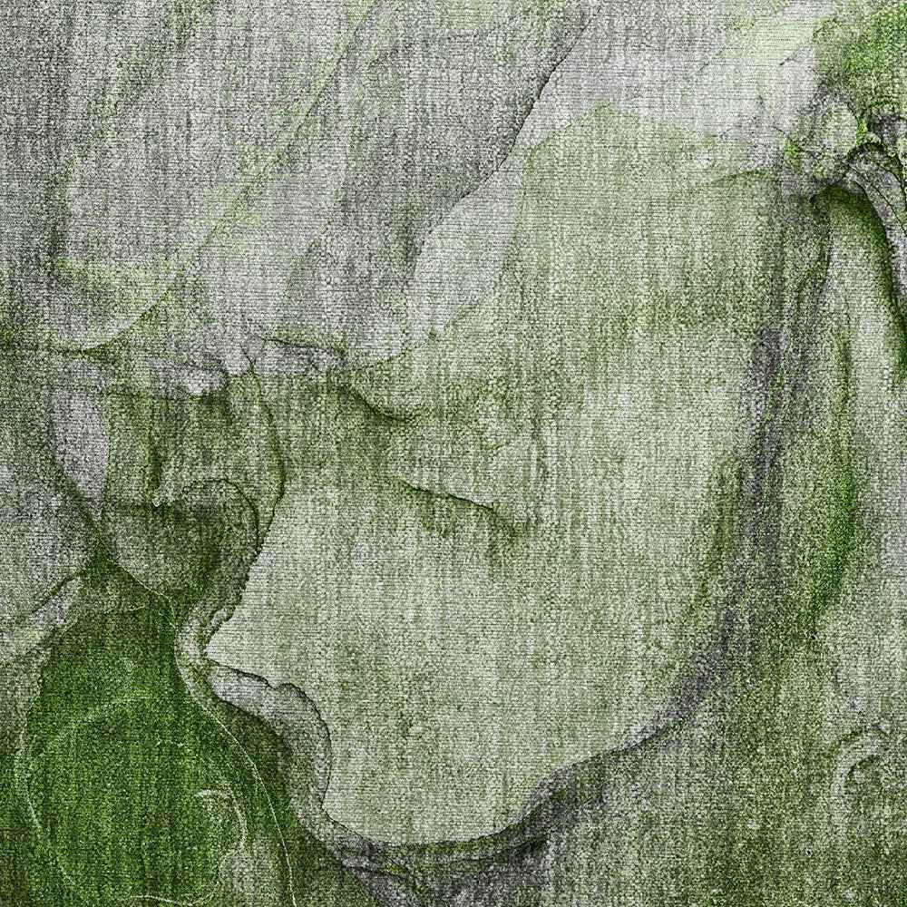 2' X 3' Olive Green Abstract Washable Non Skid Indoor Outdoor Area Rug